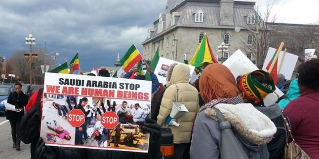 Kanada’nın başkenti Ottawa’da Arabistan büyükelçiliği önünde gösteri yapıldı