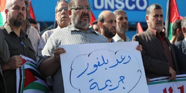Filistinliler, Balfour Deklarasyonu’nu yıldönümünde protesto ettiler