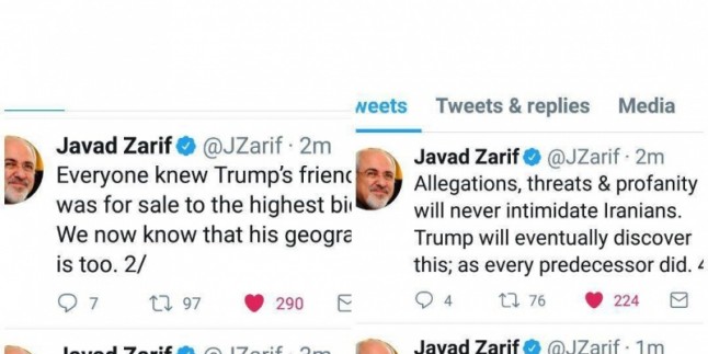 Zarif: Tehdit, suçlamalar ve saygısızlık hiç bir zaman İran’ı teslim alamaz