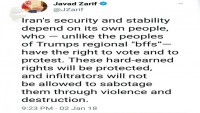Zarif: İran’da güvenlik halka dayalıdır