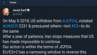 Zarif: İran, ABD’nin devam etmesini imkansız kıldığı eylemleri durdurdu