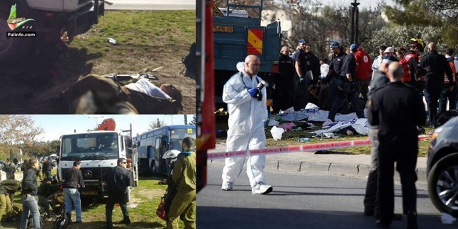 AllahuEkber! Kudüs’te Kamyonla Gerçekleştirilen Eylemde 4 Siyonist İsrail Askeri Geberdi, 15 Siyonist Yaralandı
