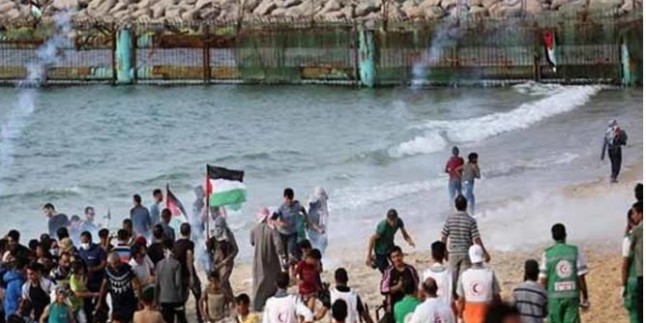Siyonist İşgal askerleri Gazze’de deniz mitingine saldırdı