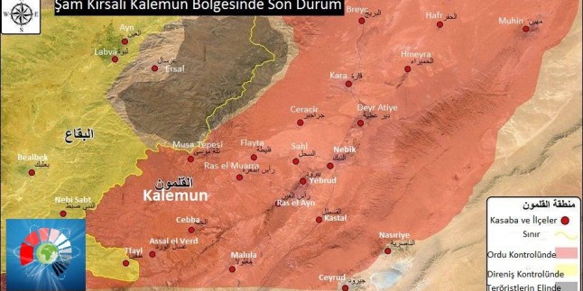 Foto: Suriye’nin Kalemun Kırsalı ve Lübnan Sınırlarının Son Durumunu Gösteren Harita