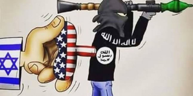 Karikatür: Teröristlerin efendisi Siyonist İsrail ve Büyük Şeytan Amerika’dır